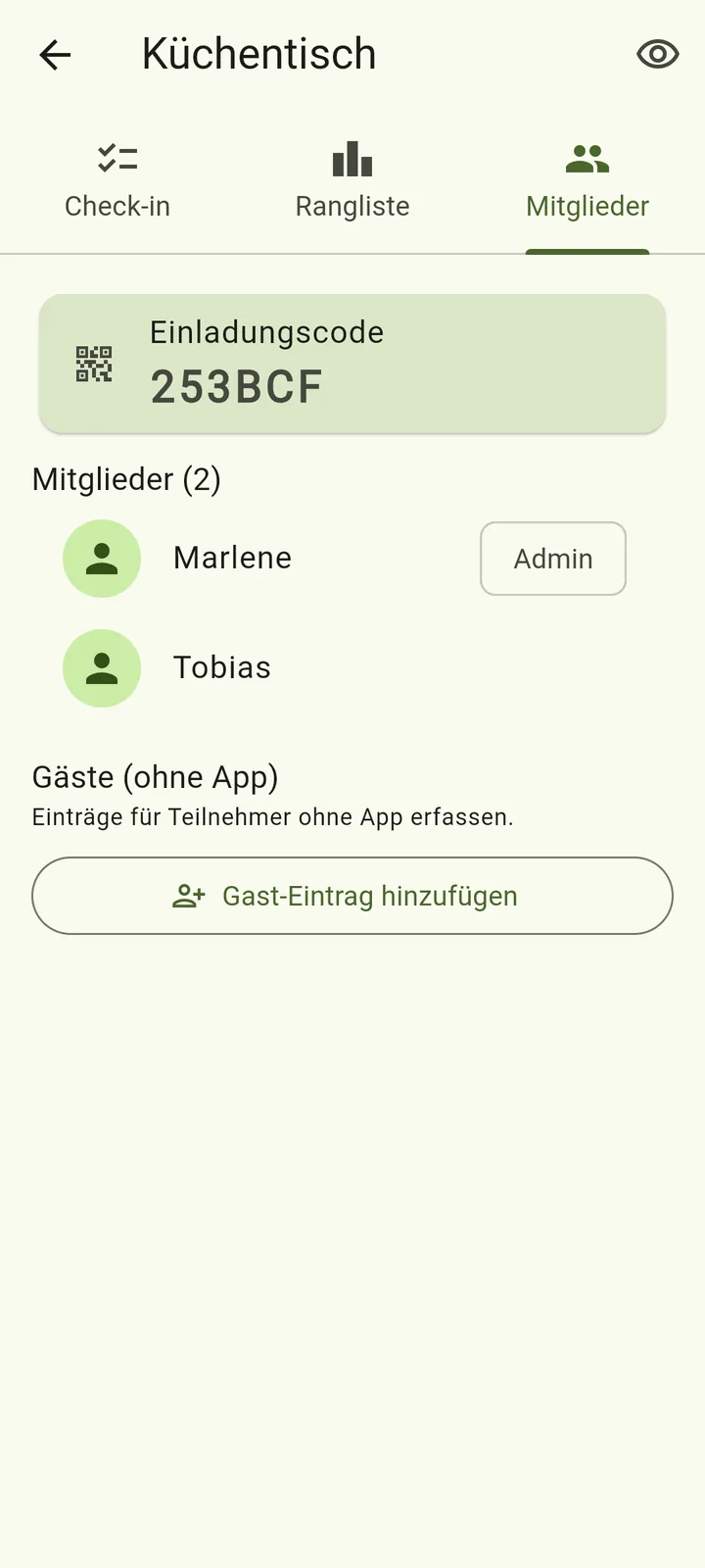 Bir KernBite grubunun üye listesi
